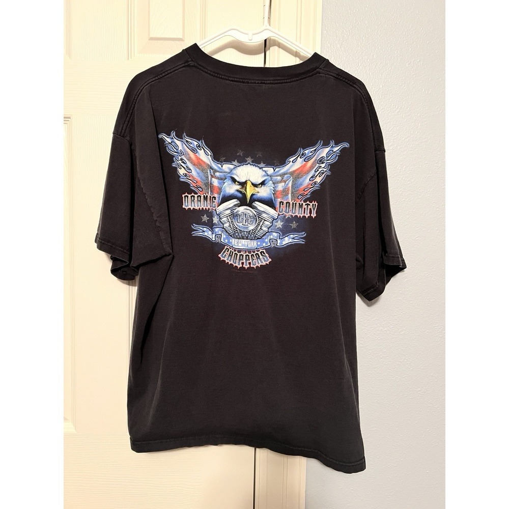 Vintage Y2K Orange County Choppers New York Flames Eagle 2003 Graphic Tee Men XL